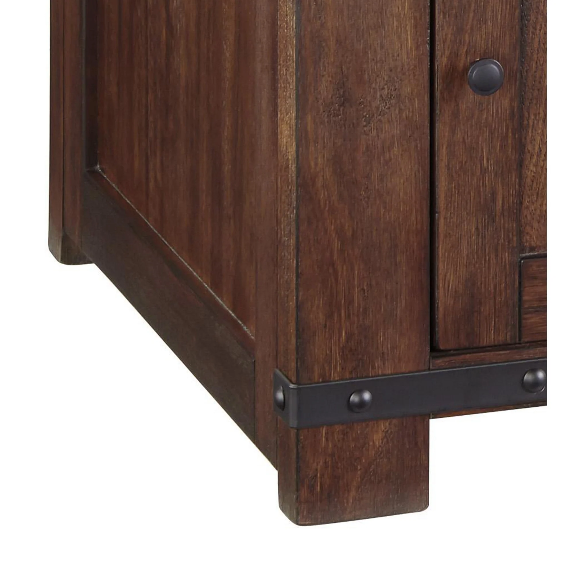 1 Door Wooden End Table With 1 Cubby And Power Hub, Brown By Benzara - Image 2