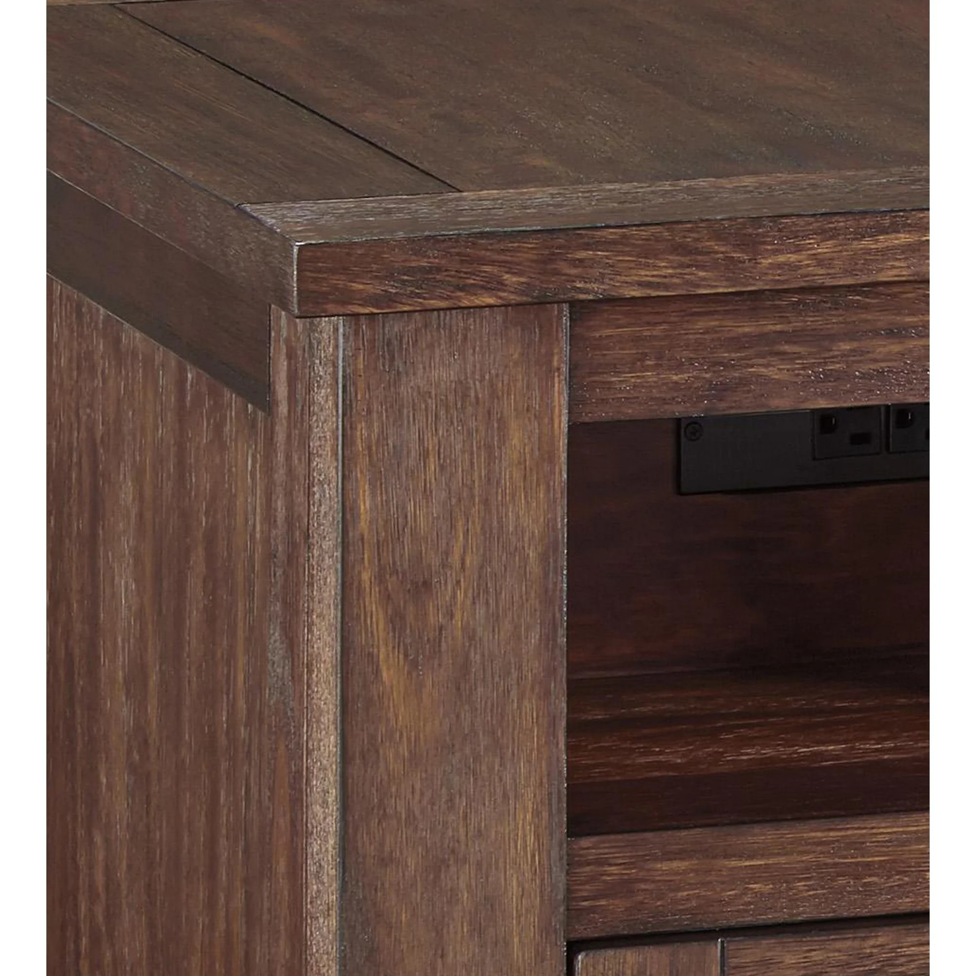 1 Door Wooden End Table With 1 Cubby And Power Hub, Brown By Benzara - Image 3