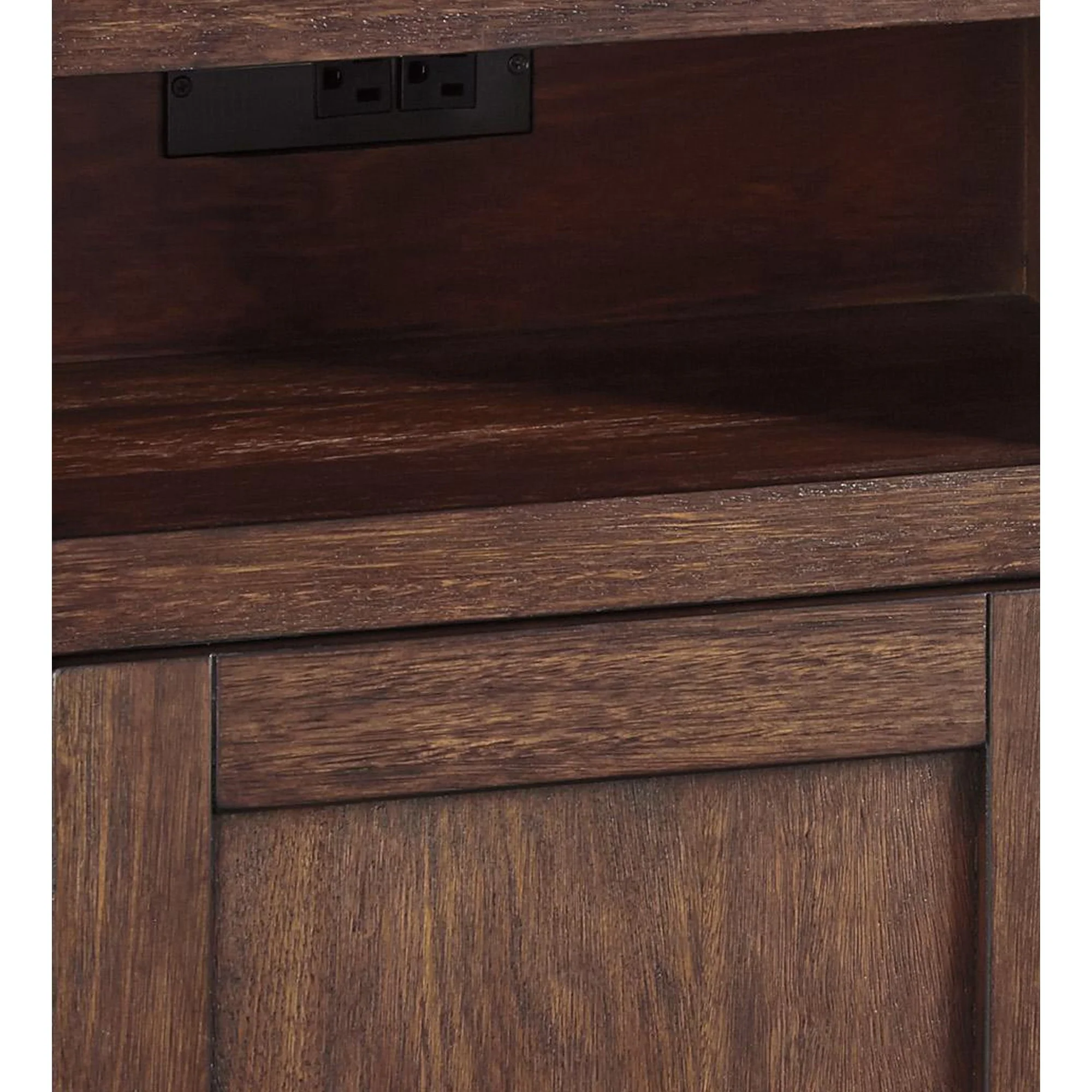 1 Door Wooden End Table With 1 Cubby And Power Hub, Brown By Benzara - Image 4