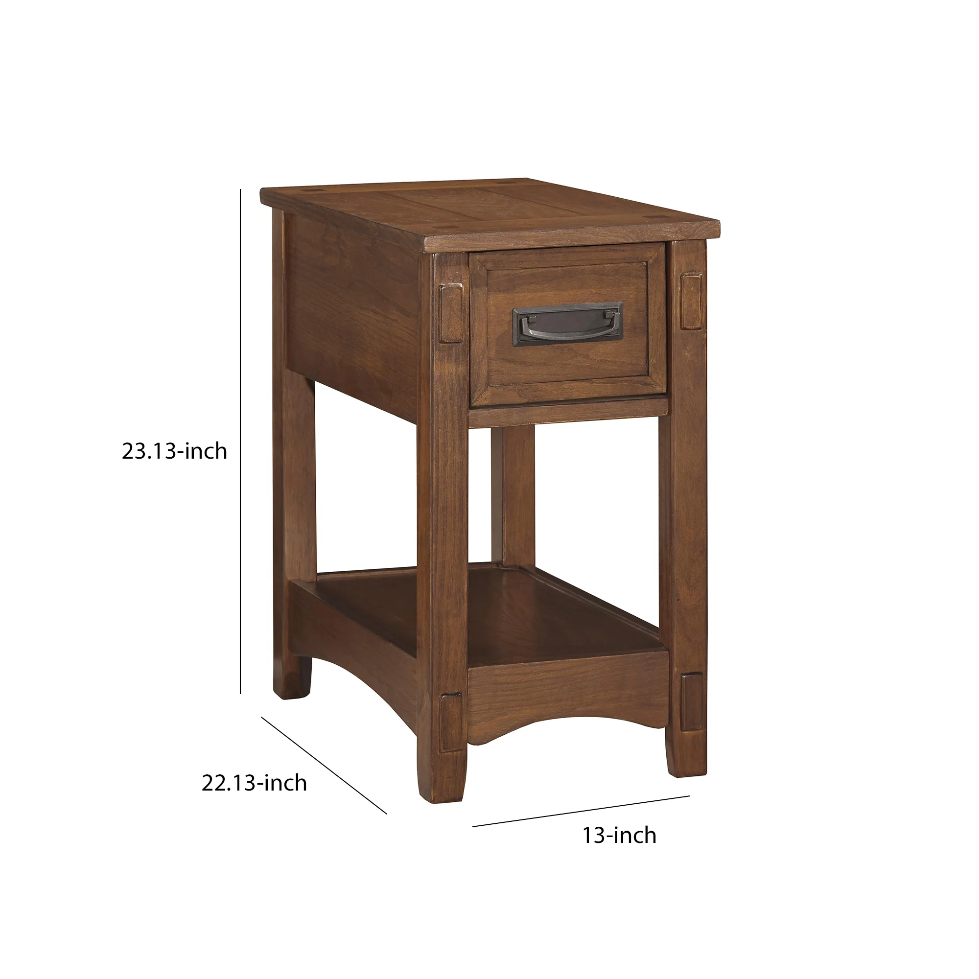1 Drawer Chair Side End Table with Open Bottom Shelf, Brown By Benzara - Image 2