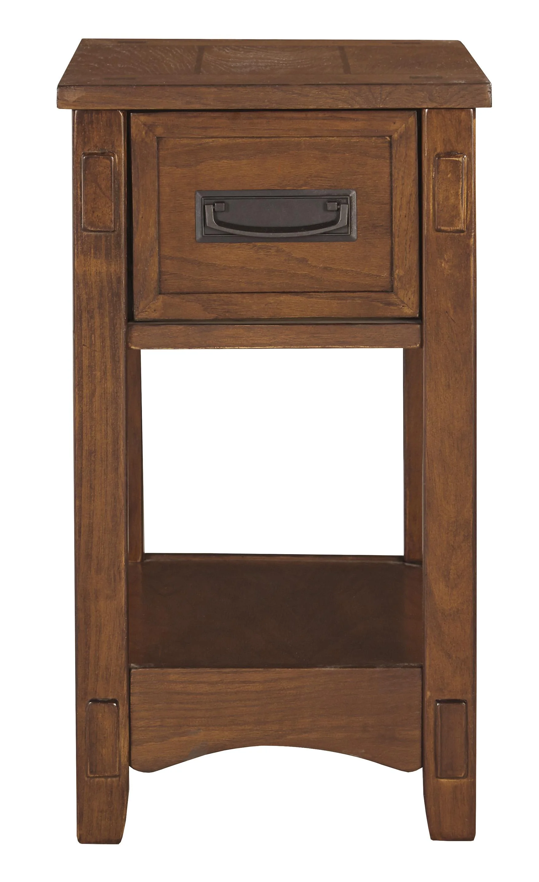 1 Drawer Chair Side End Table with Open Bottom Shelf, Brown By Benzara - Image 4