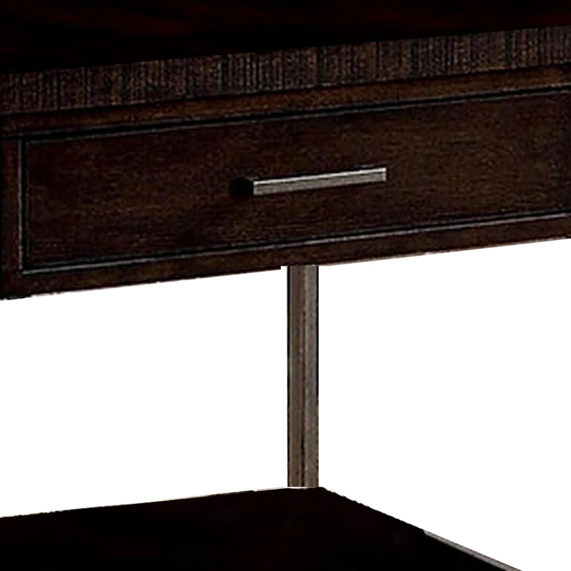 1 Drawer Wooden End Table with Metal Frame, Brown By Benzara - Image 3