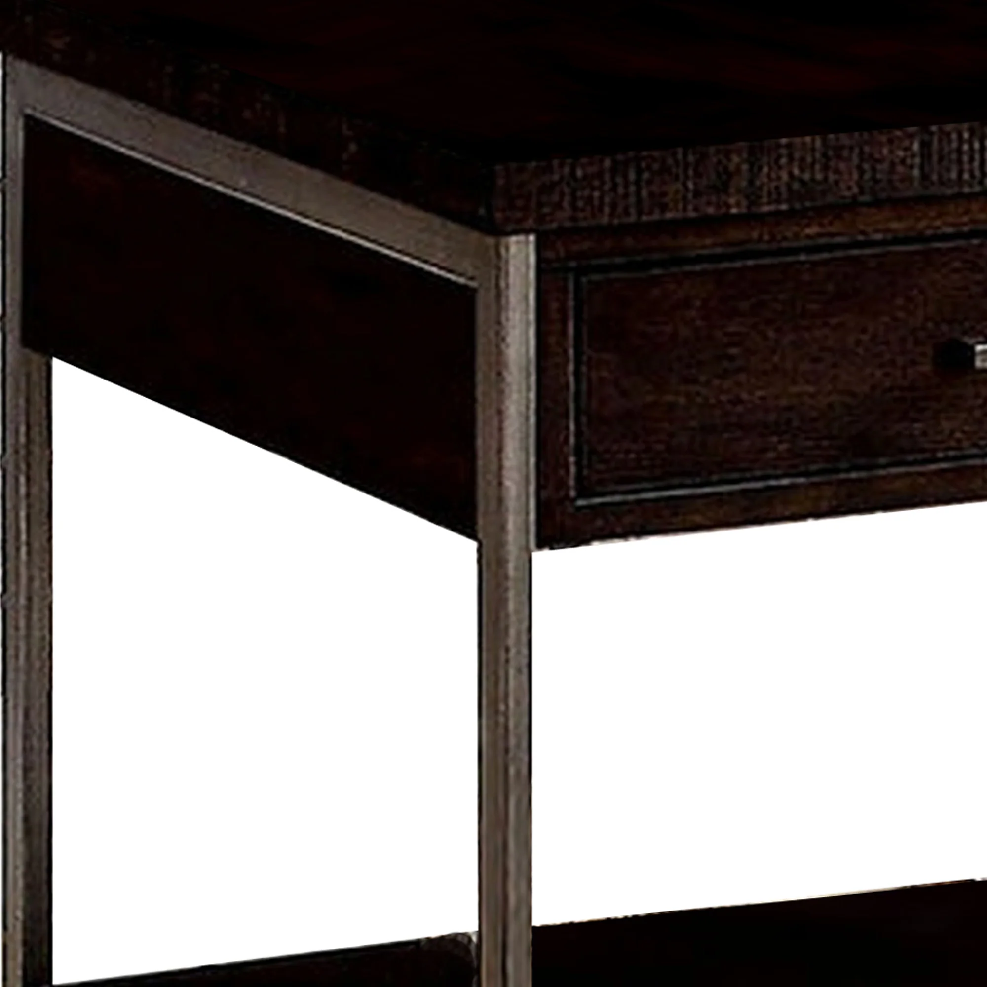 1 Drawer Wooden End Table with Metal Frame, Brown By Benzara - Image 4