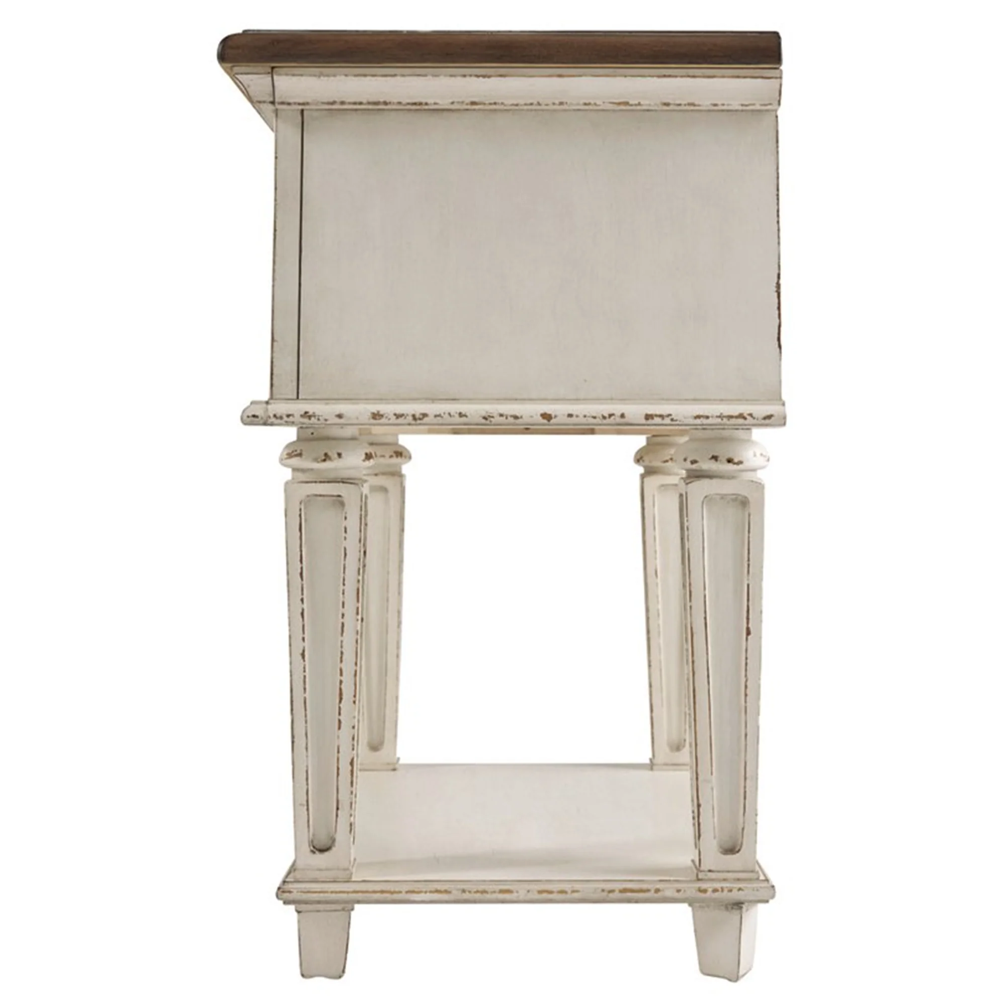 1 Drawer Wooden Frame Nightstand with Tapered Legs, Brown and Antique White By Benzara - Image 4