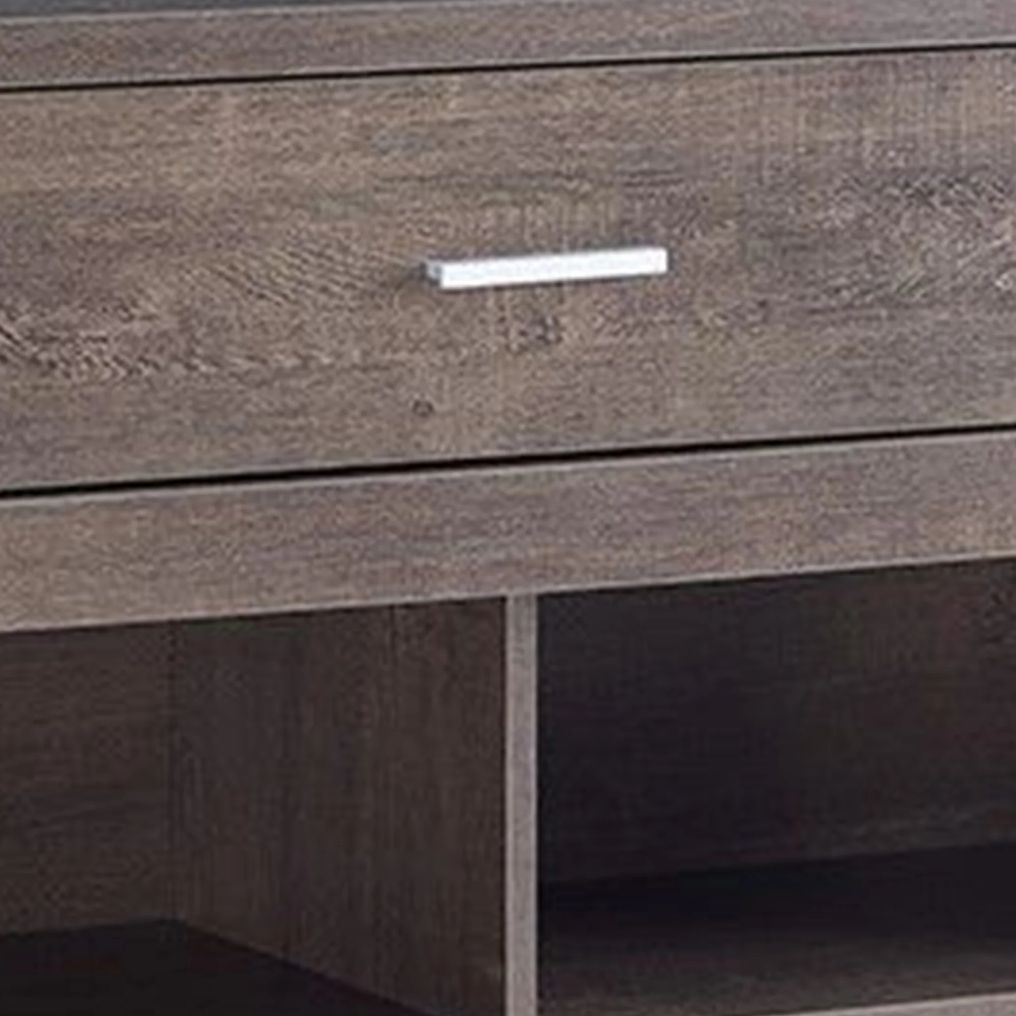 1 Drawer Wooden Tv Stand With 4 Open Compartments Oak Brown By Benzara - Image 3