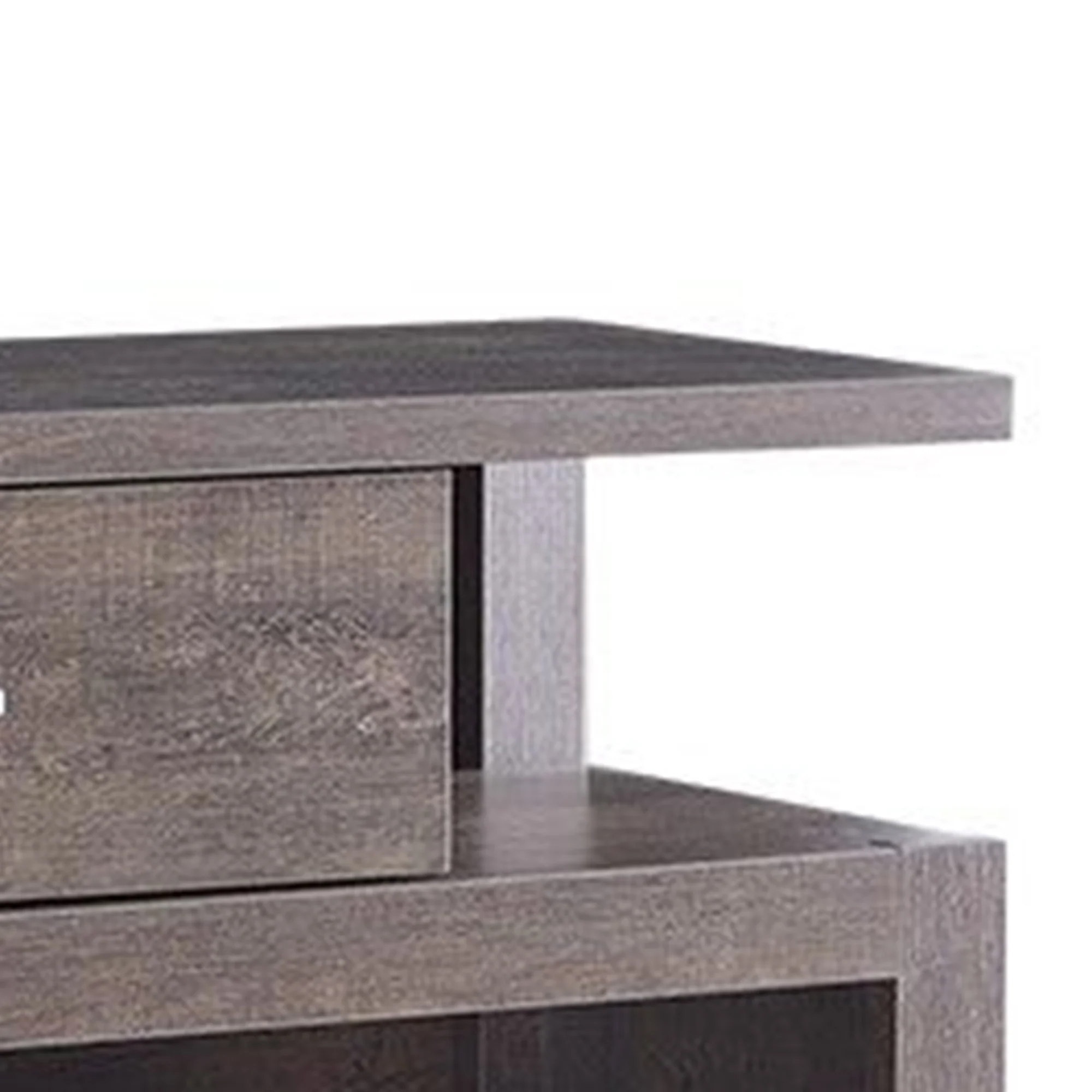 1 Drawer Wooden Tv Stand With 4 Open Compartments Oak Brown By Benzara - Image 4