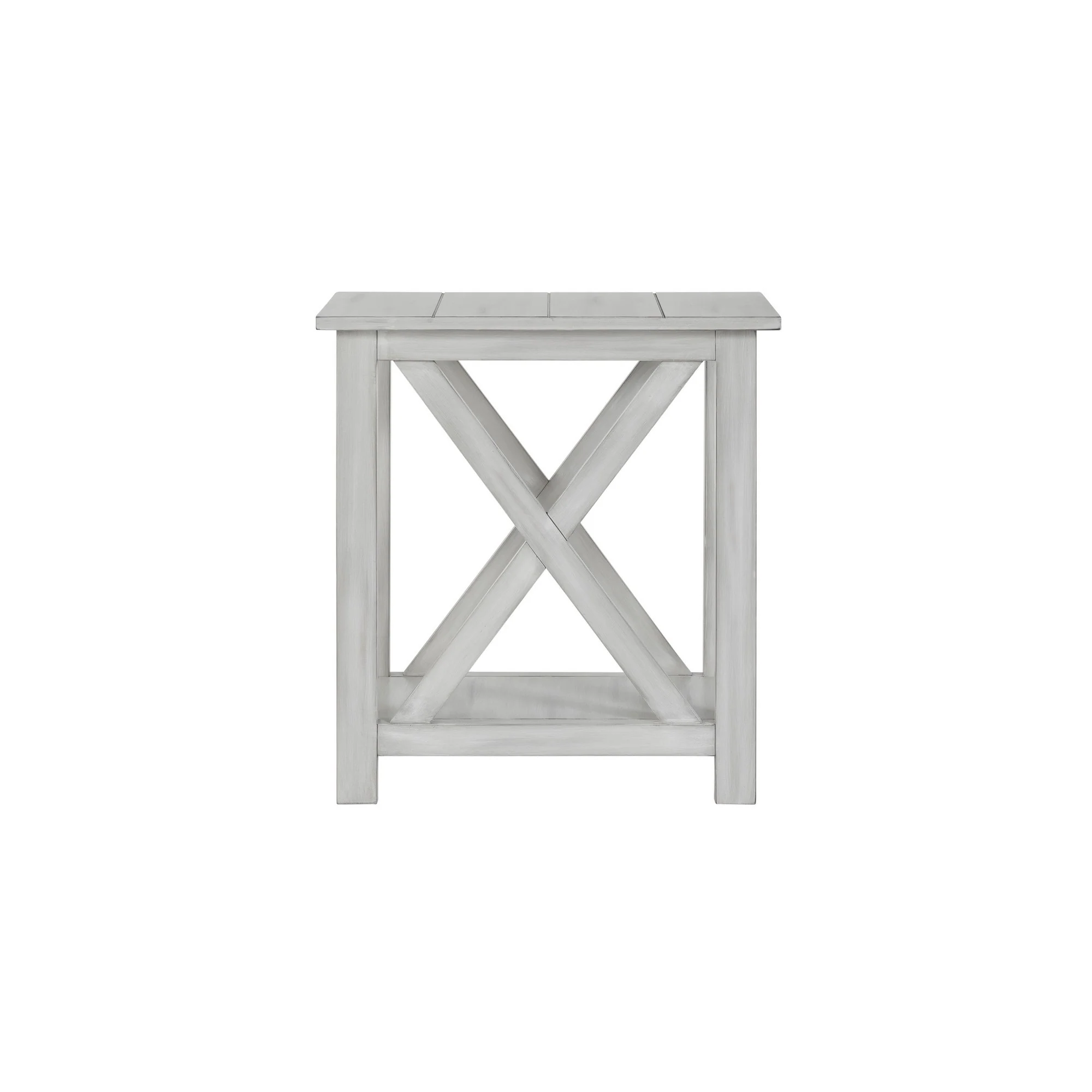 1 Open Shelf Wooden End Table With X Shaped Accents White By Benzara - Image 2