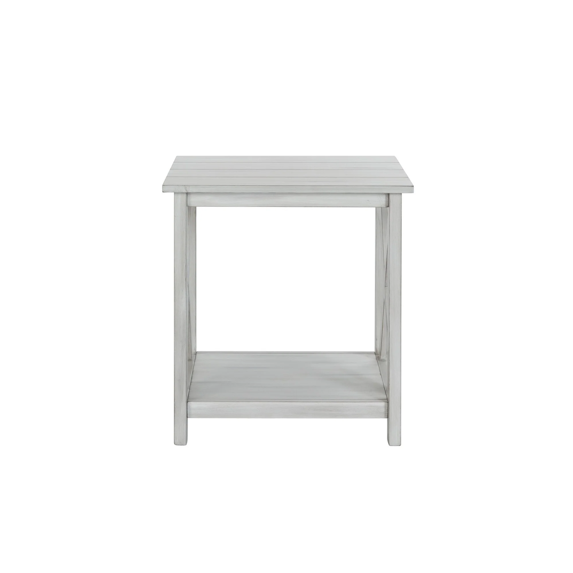 1 Open Shelf Wooden End Table With X Shaped Accents White By Benzara - Image 3