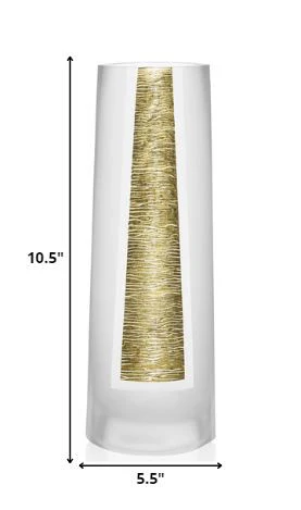 10.5 Mouth Blown Hand Decorated Standard Gold Vase By Homeroots - Image 2