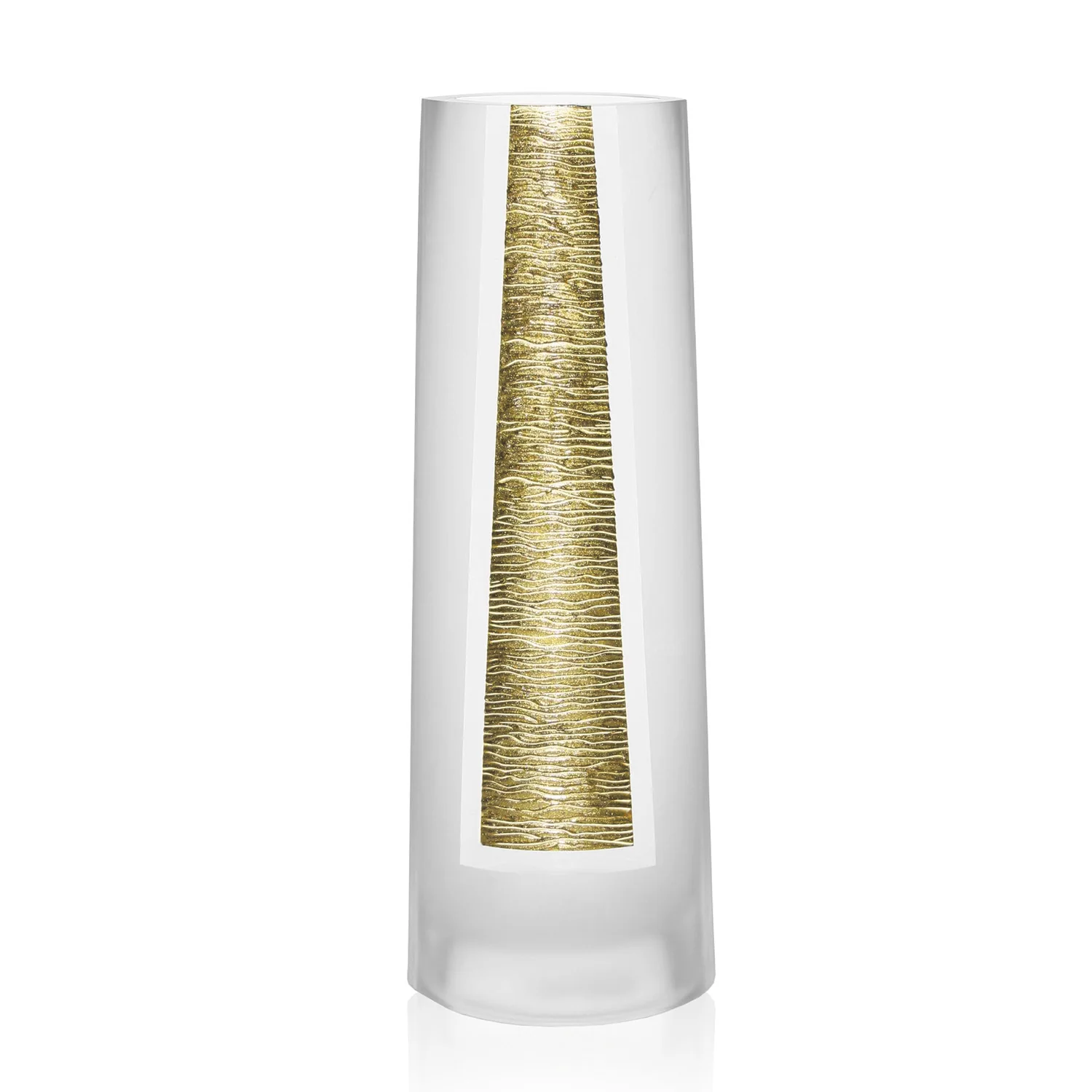 10.5 Mouth Blown Hand Decorated Standard Gold Vase By Homeroots - Image 3