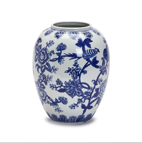 10" Blue and White Vase Set Of 2 By Tozai Home - Image 3