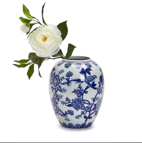 10" Blue and White Vase Set Of 2 By Tozai Home - Image 4