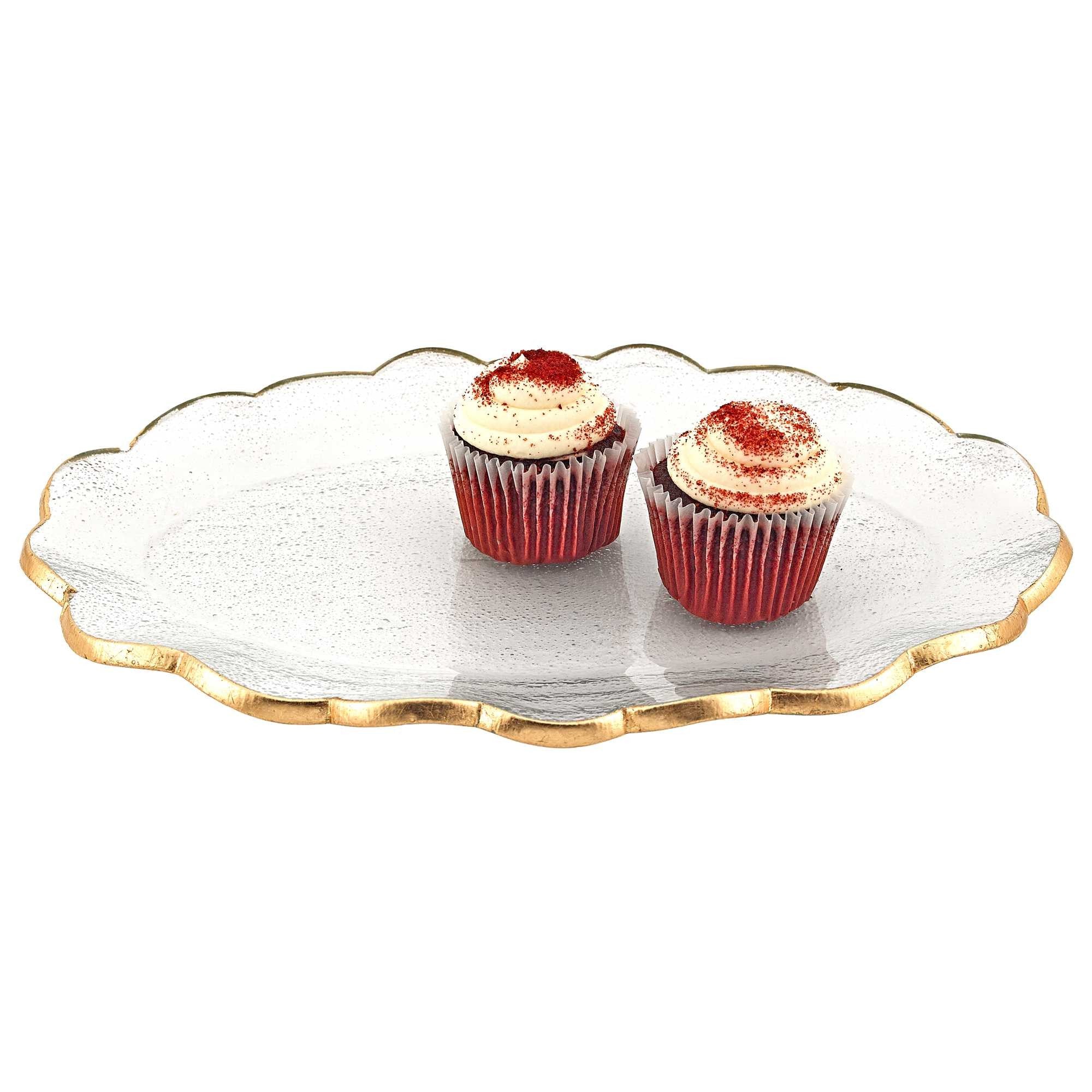 10 Glass Oval Edge Gold Serving Platter By Homeroots - Image 2
