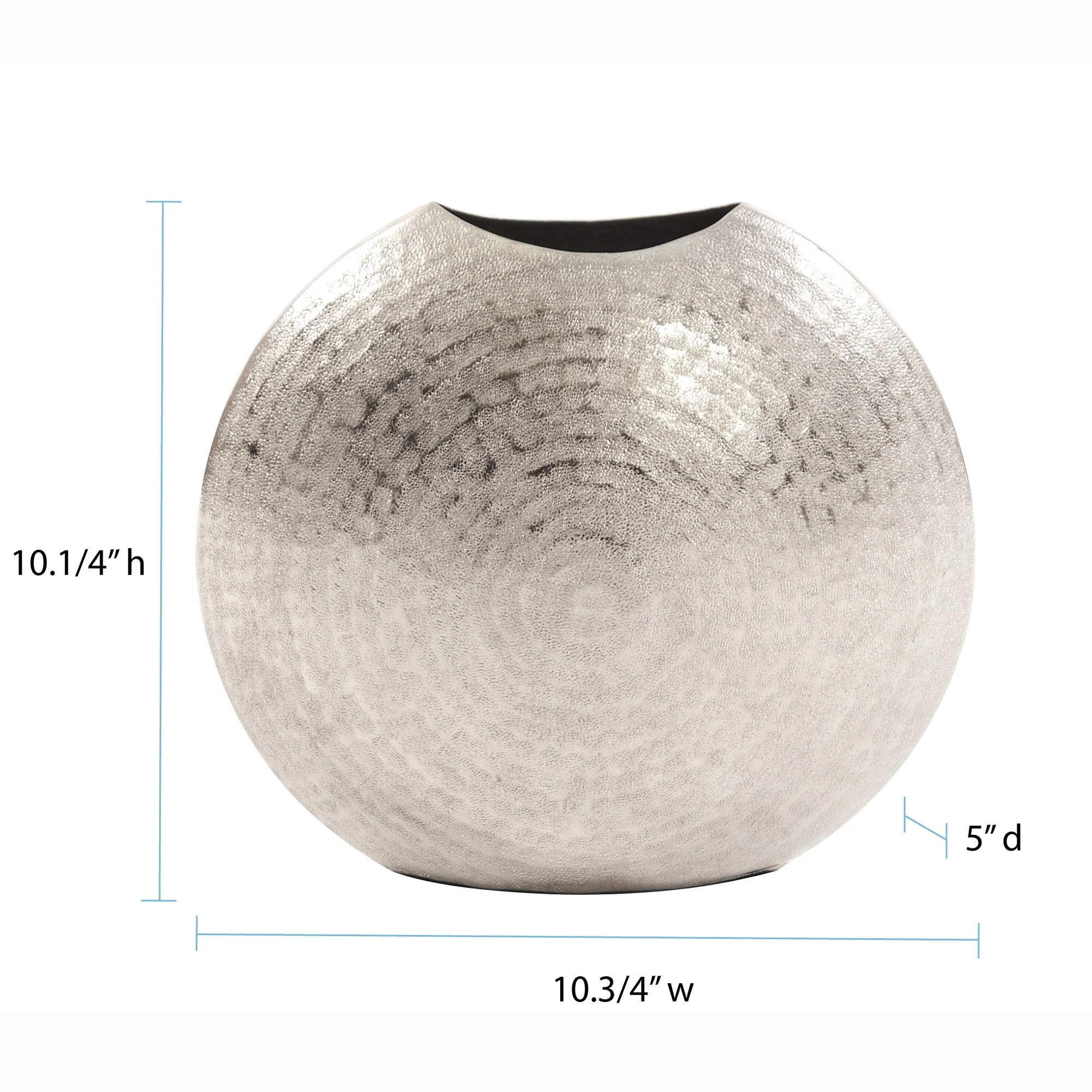10" Hammered Silver Disc Shape Decorative Vase By Homeroots - Image 5