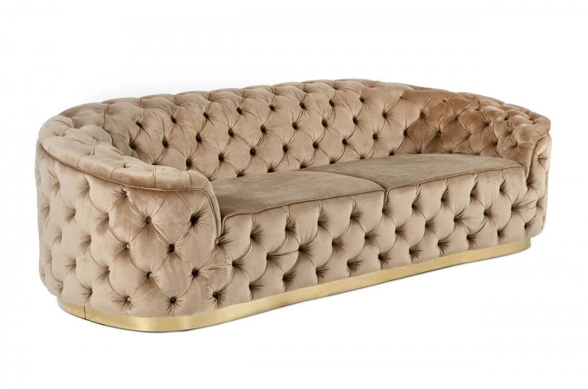 102.4" Beige And Gold Three Person Standard Metal Legs Sofa By Homeroots - Image 2
