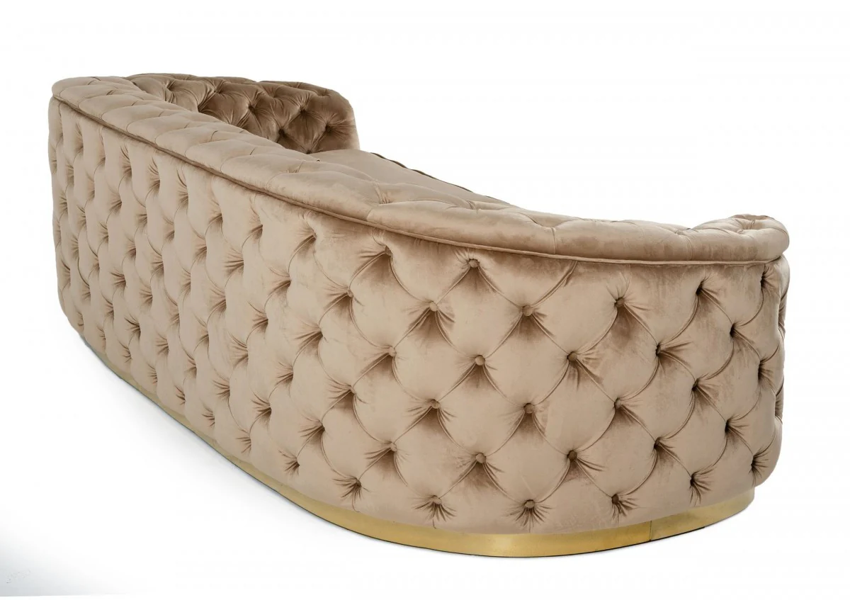 102.4" Beige And Gold Three Person Standard Metal Legs Sofa By Homeroots - Image 3