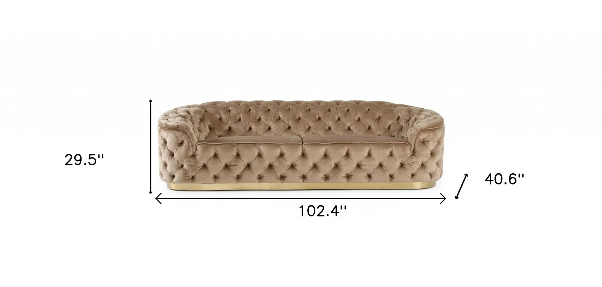 102.4" Beige And Gold Three Person Standard Metal Legs Sofa By Homeroots - Image 5