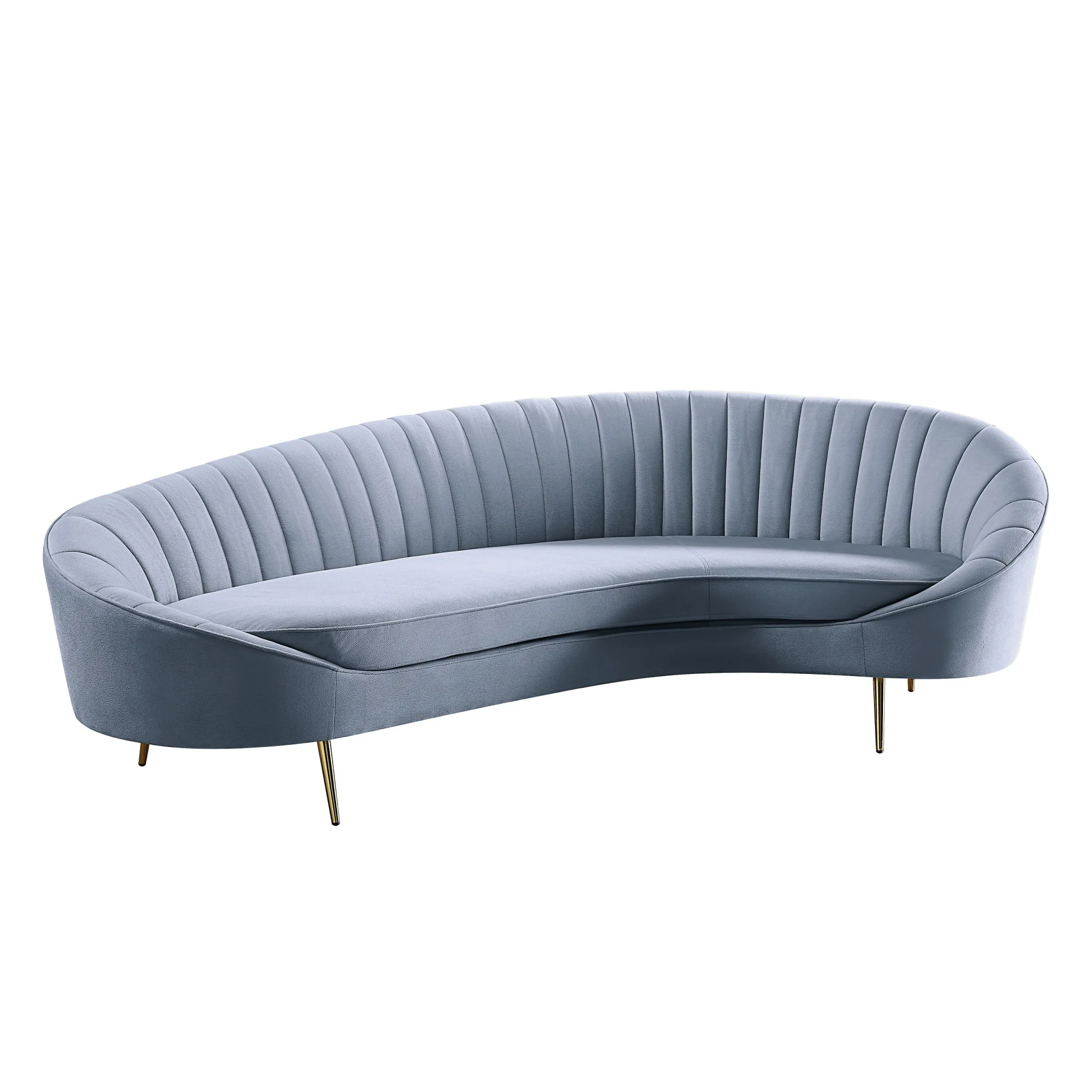 103" Light Gray Velvet And Gold Sofa By Homeroots - Image 2