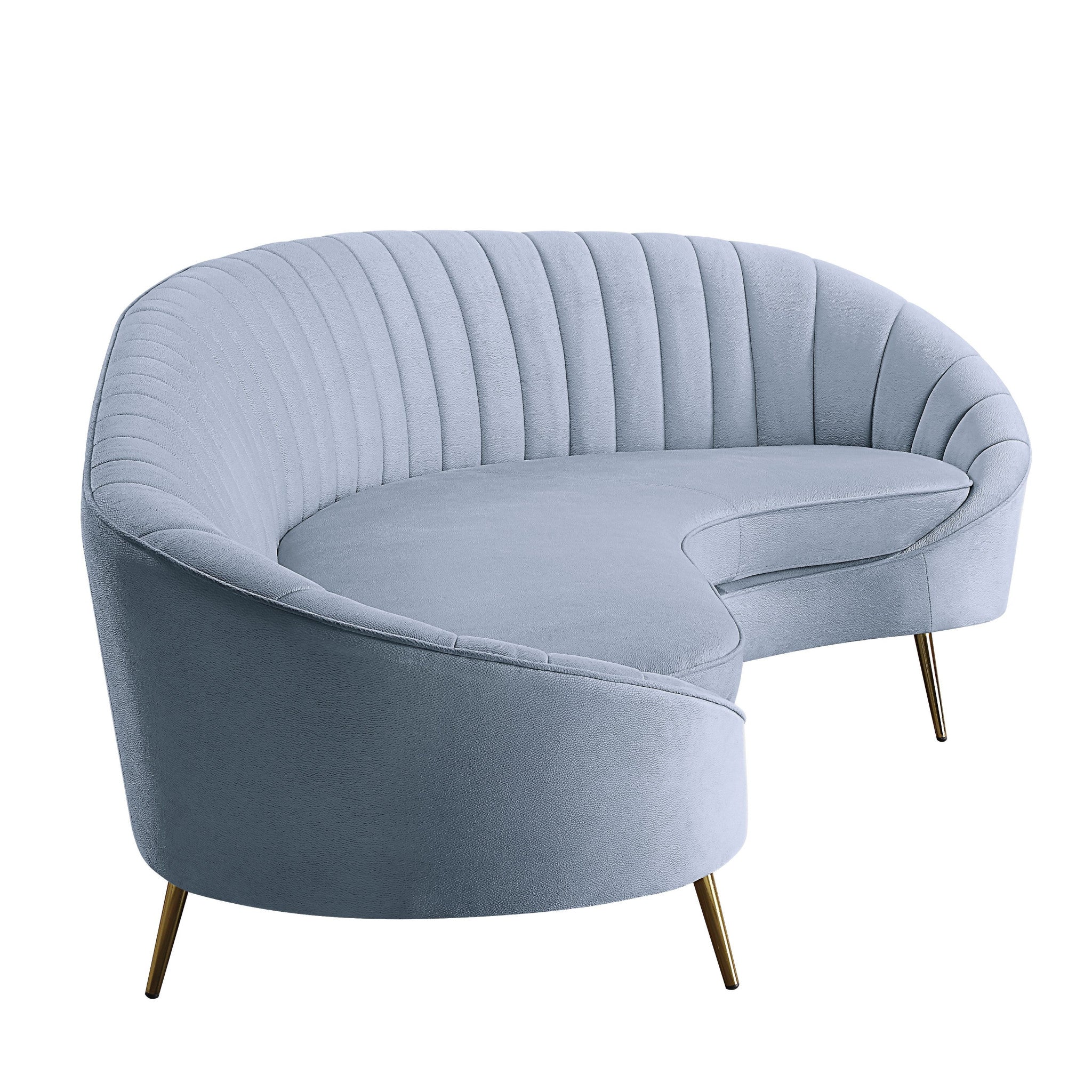 103" Light Gray Velvet And Gold Sofa By Homeroots - Image 3