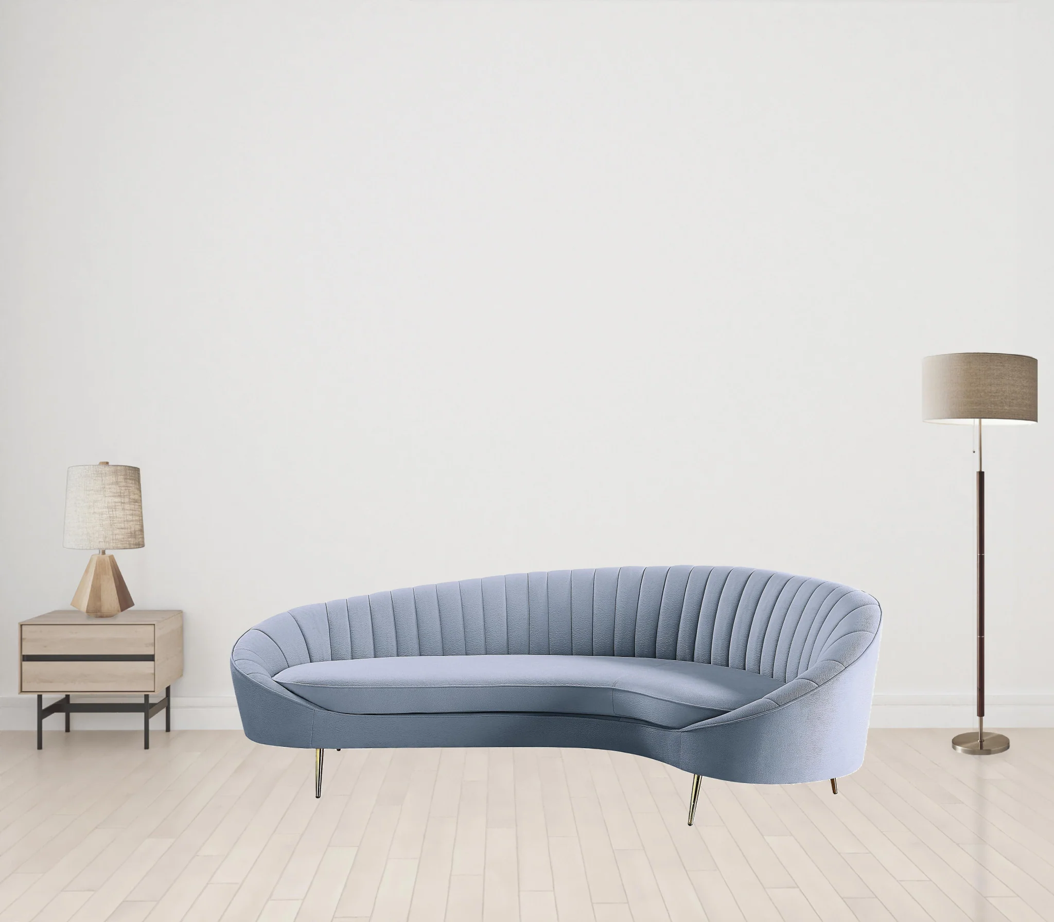 103" Light Gray Velvet And Gold Sofa By Homeroots - Image 5