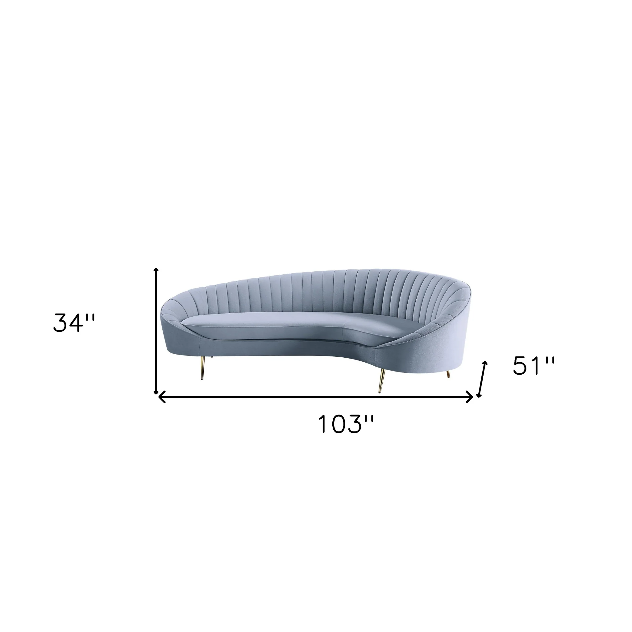 103" Light Gray Velvet And Gold Sofa By Homeroots - Image 7