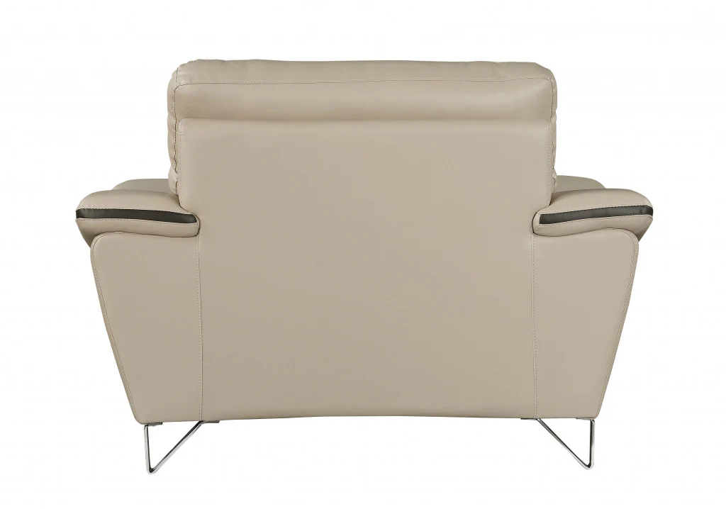 108" Charming Beige Leather Sofa Set By Homeroots - Image 3