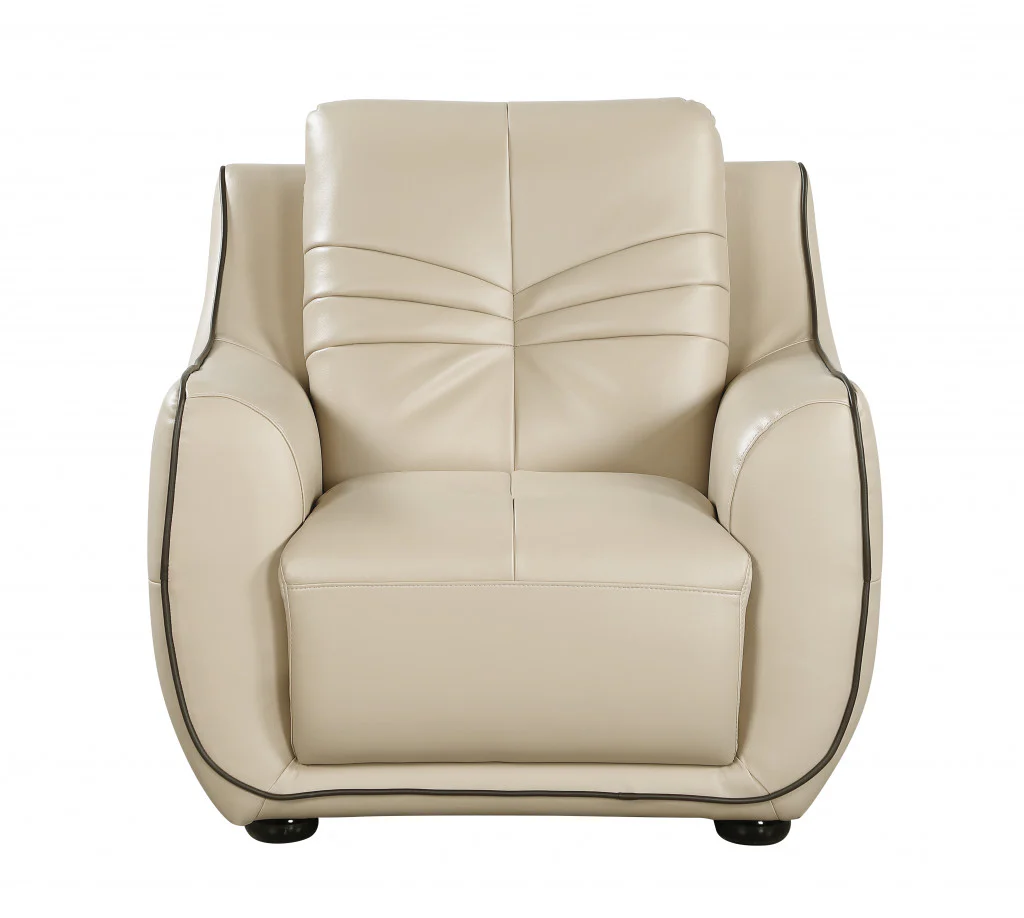 108" Elegant Beige Leather Sofa Set By Homeroots - Image 3
