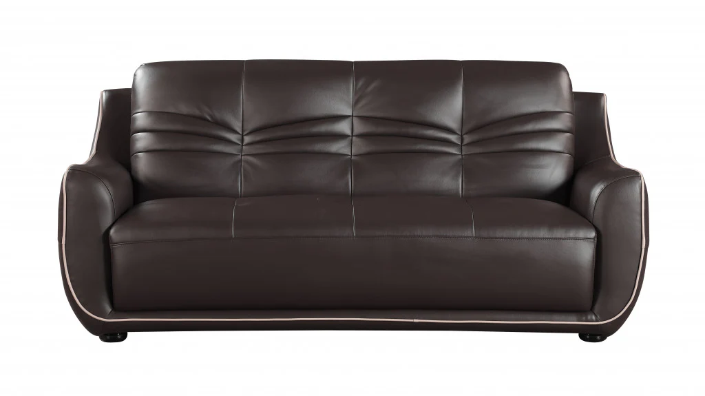 108" Elegant Brown Leather Sofa Set By Homeroots - Image 5