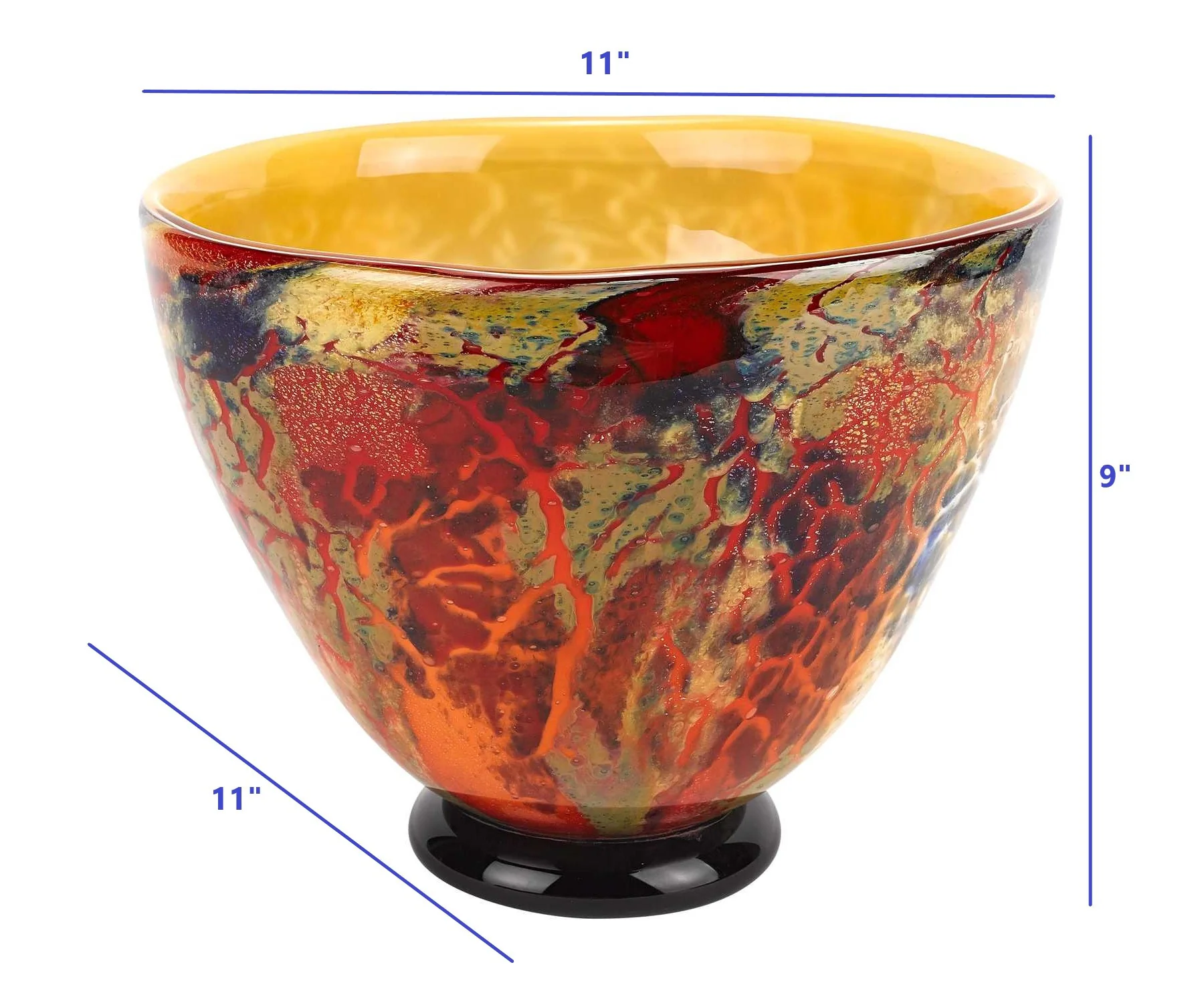 11 Mouth Blown Art Glass Centerpiece Or Punch Bowl By Homeroots - Image 4
