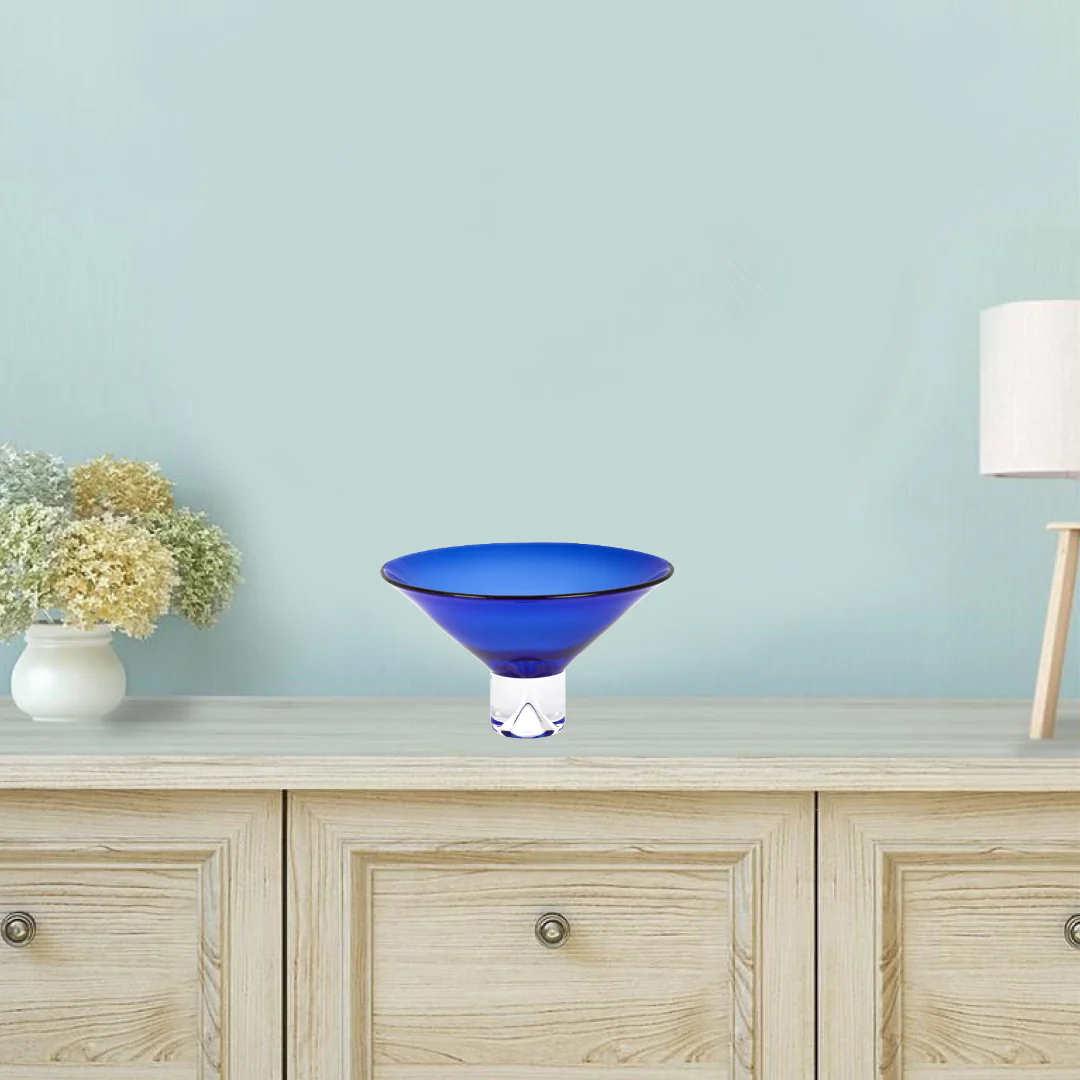 11 Mouth Blown Crystal Cobalt Blue Centerpiece Bowl By Homeroots - Image 3