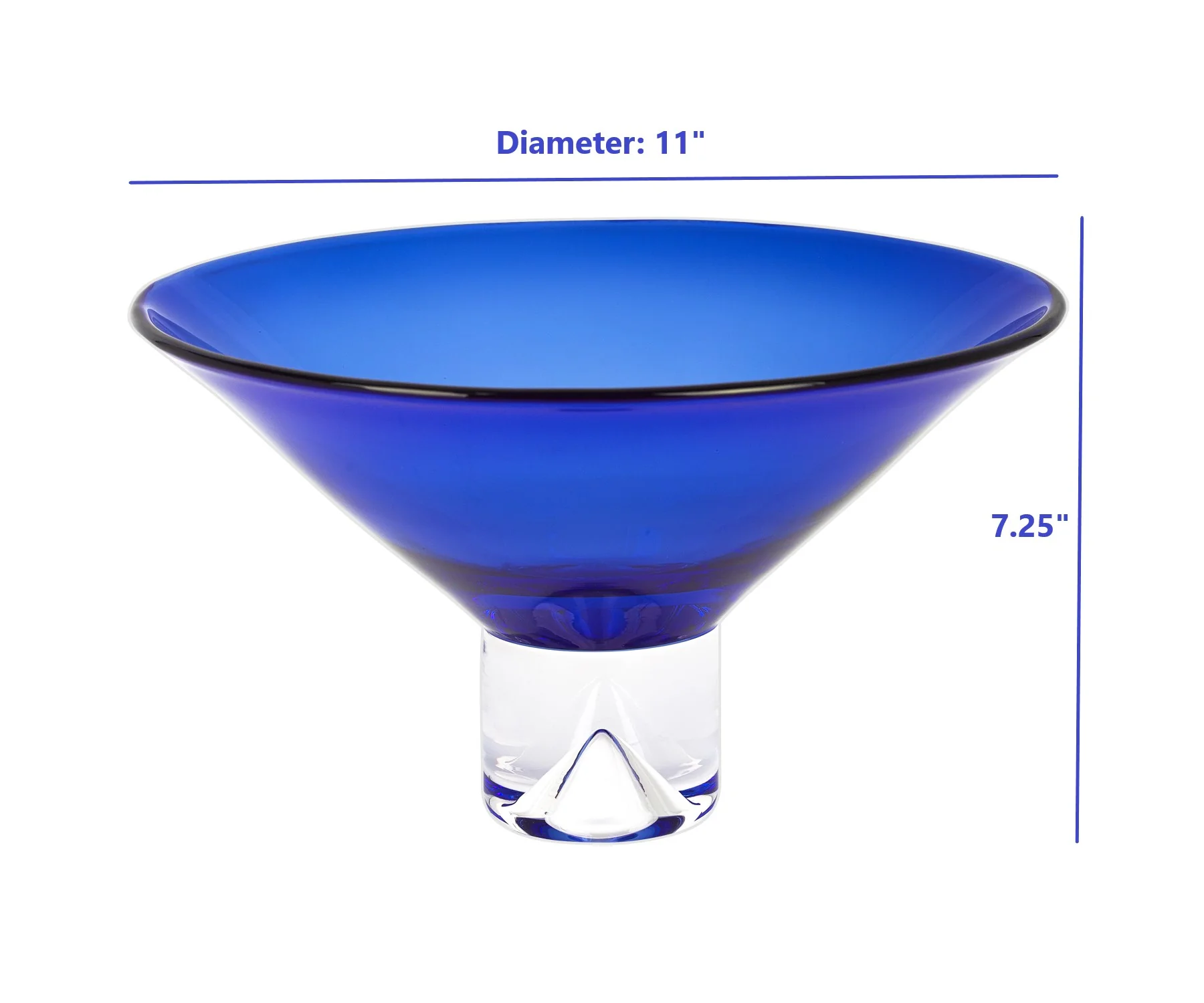 11 Mouth Blown Crystal Cobalt Blue Centerpiece Bowl By Homeroots - Image 4