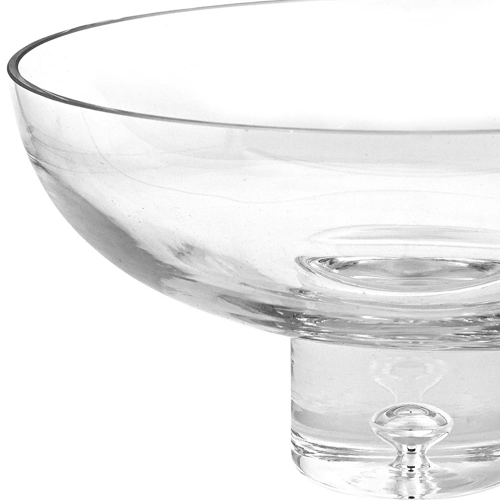 11 Mouth Blown Deep Pedestal Glass Centerpiece Bowl By Homeroots - Image 3
