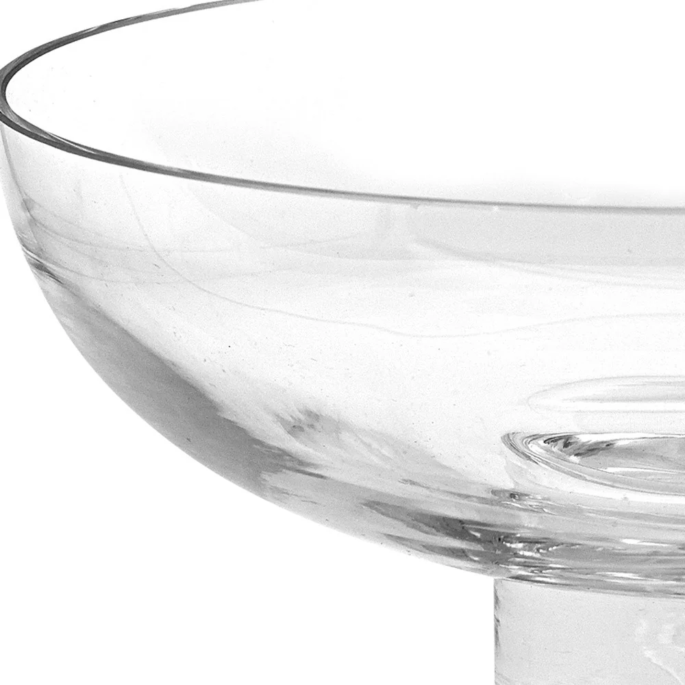 11 Mouth Blown Deep Pedestal Glass Centerpiece Bowl By Homeroots - Image 4