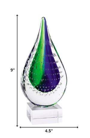 11 Mouth Blown Teardrop Centerpiece on Crystal Base By Homeroots - 376116 - Image 2