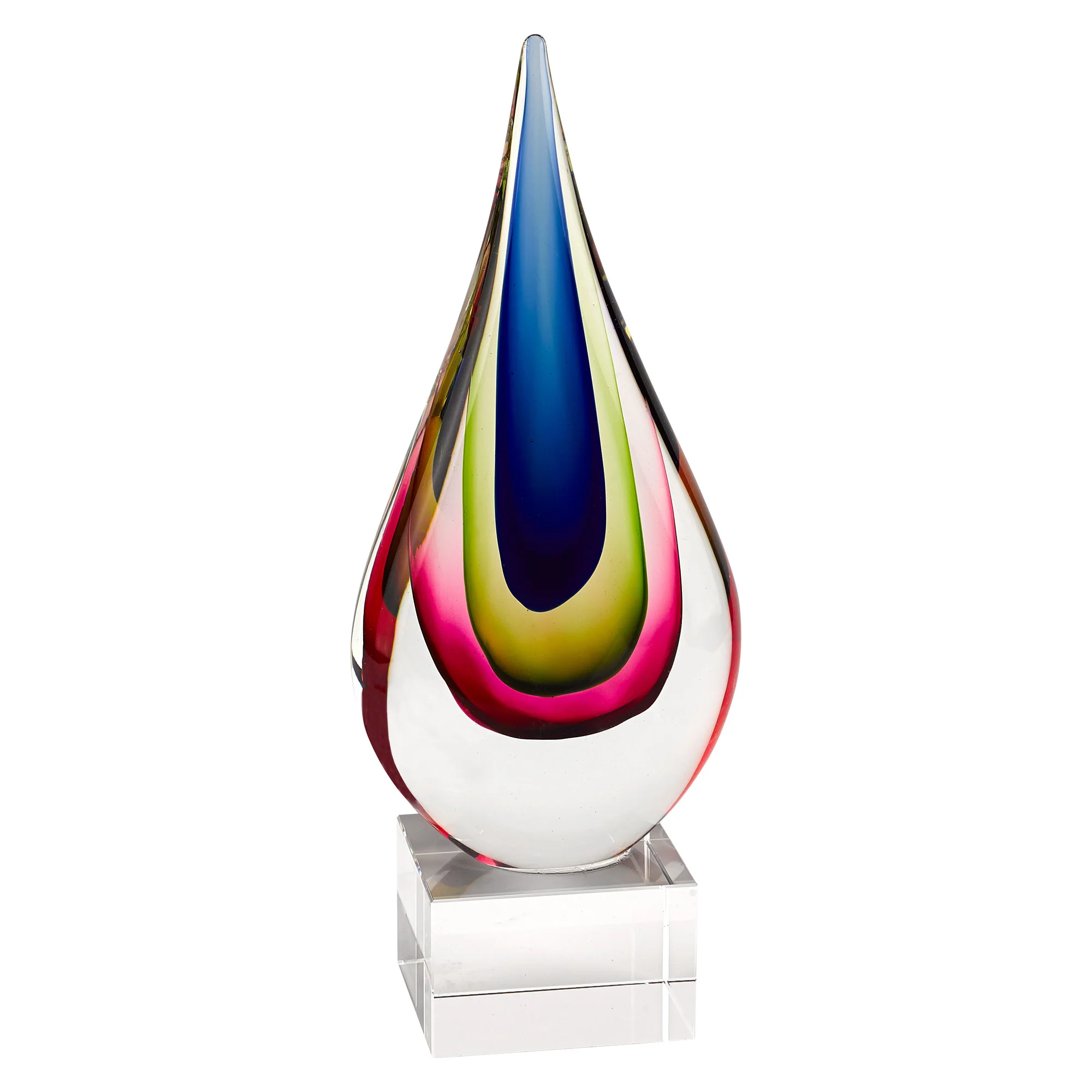 11 Mouth Blown Teardrop Centerpiece on Crystal Base By Homeroots - 376135 - Image 3
