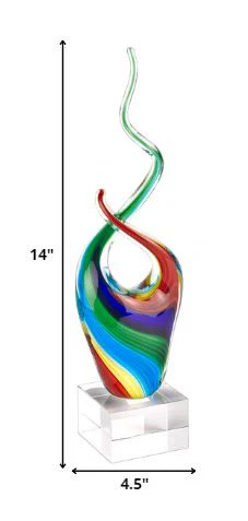 11 MultiColor Art Glass Abstract Centerpiece on Crystal Base By Homeroots - Image 2