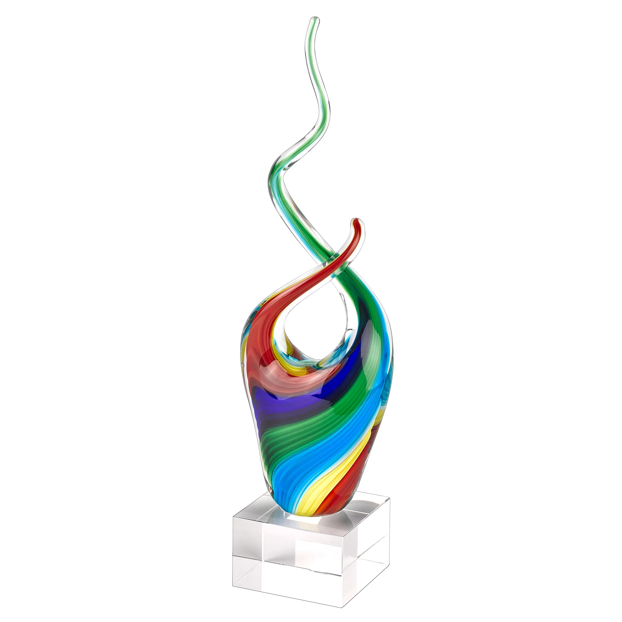 11 MultiColor Art Glass Abstract Centerpiece on Crystal Base By Homeroots - Image 3
