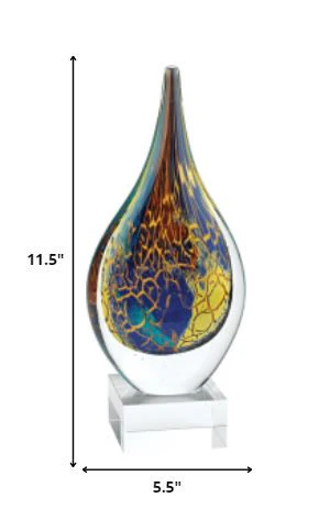 11 MultiColor Art Glass Teardrop on Crystal Base By Homeroots - Image 2