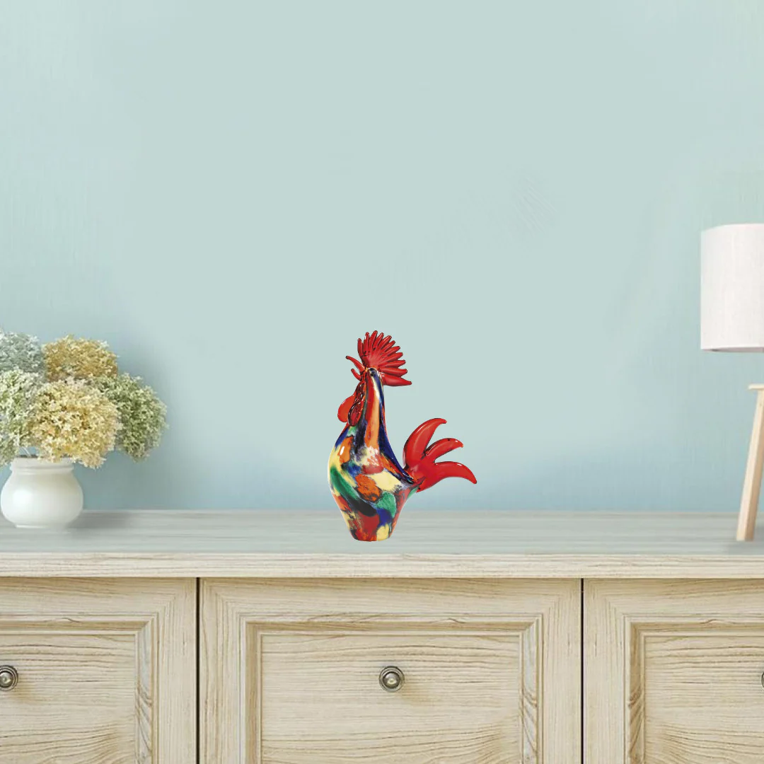 11 MultiColor Artistic Glass Rooster By Homeroots - Image 3
