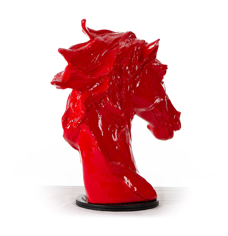 11" Red Polyresin Horse Head Sculpture By Homeroots - Image 3