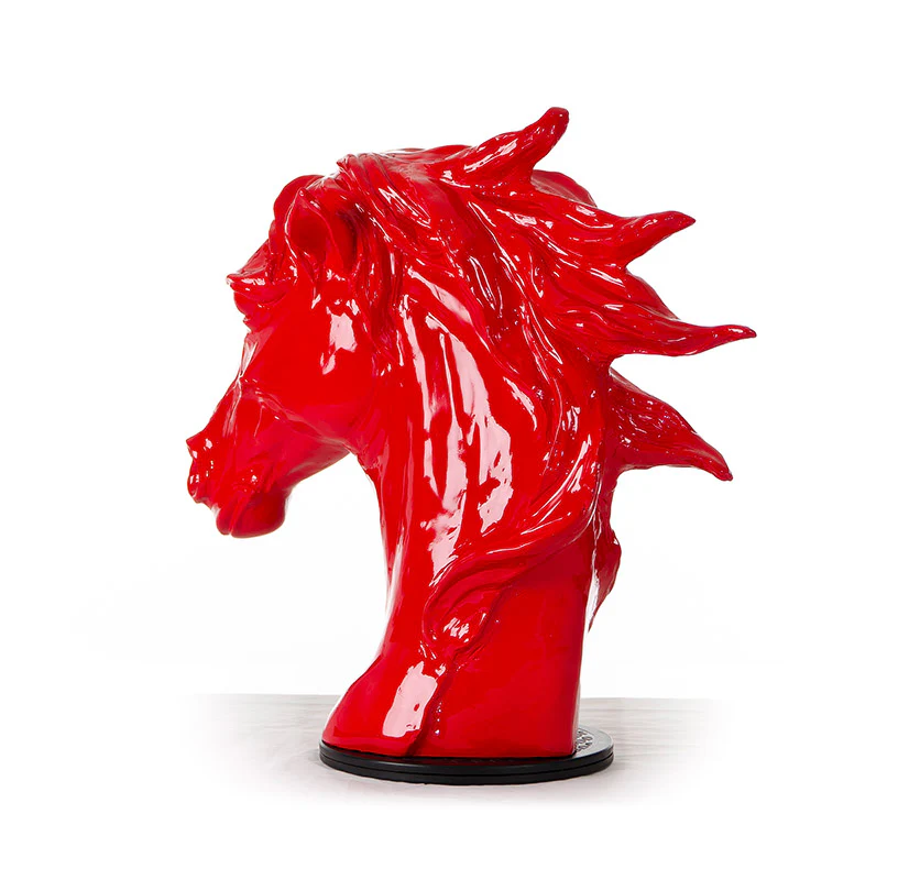 11" Red Polyresin Horse Head Sculpture By Homeroots - Image 5