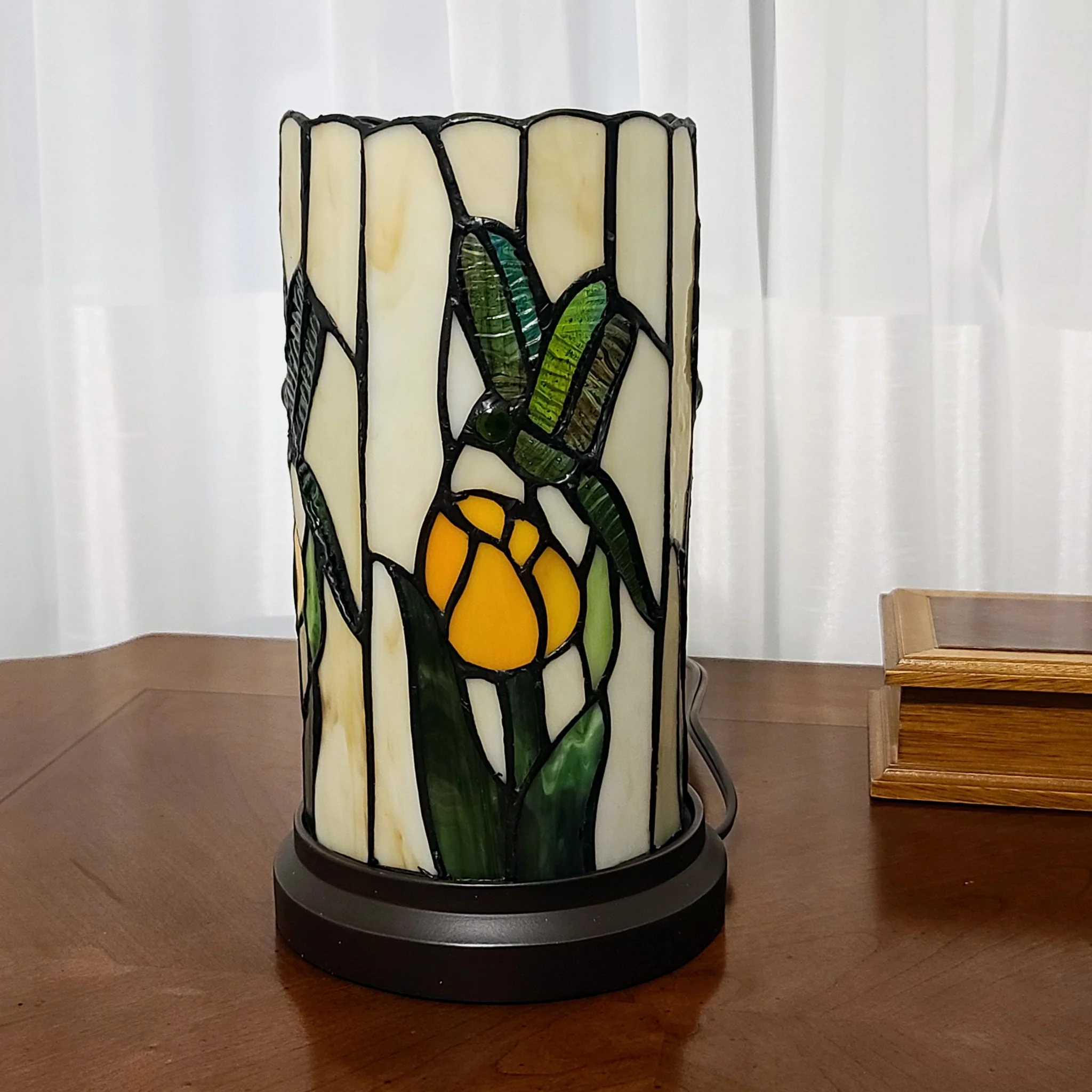 11" Tiffany Style Dragonfly Floral Accent Table Lamp By Homeroots - Image 6