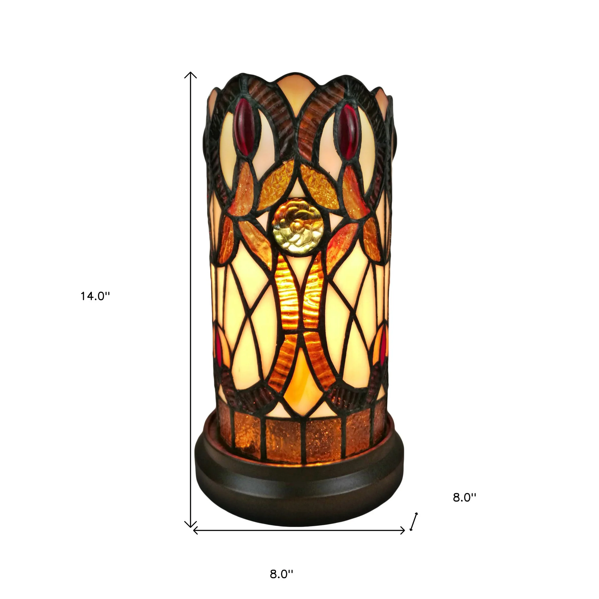 11" Tiffany Style Floral Vintage Accent Table Lamp By Homeroots - Image 5