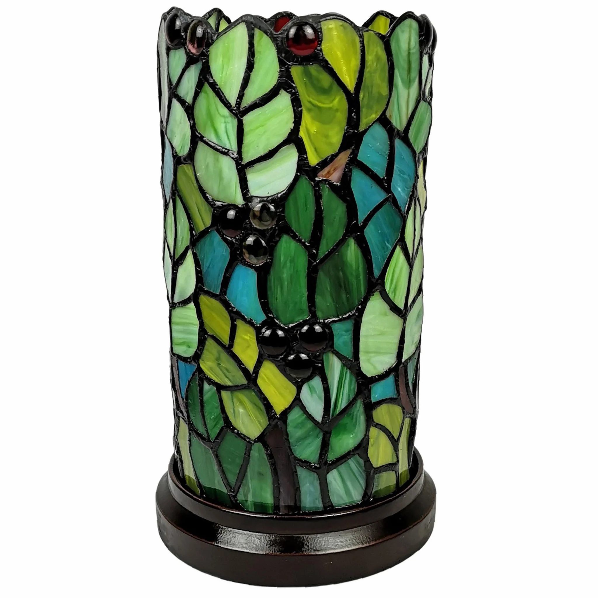 11" Tiffany Style Red Berries Accent Table Lamp By Homeroots - Image 2
