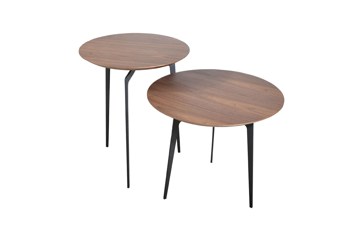 11' Walnut Veneer and Metal Coffee Table Set By Homeroots - Image 3
