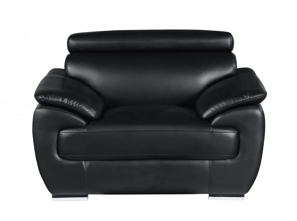 114" Captivating Black Leather Sofa Set By Homeroots - Image 3