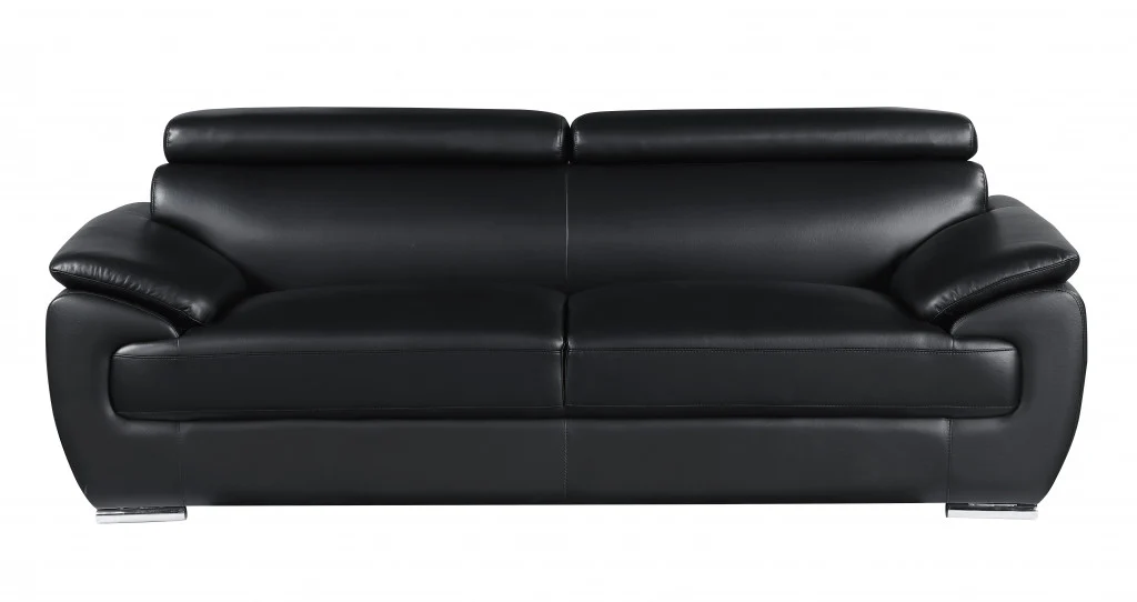 114" Captivating Black Leather Sofa Set By Homeroots - Image 5