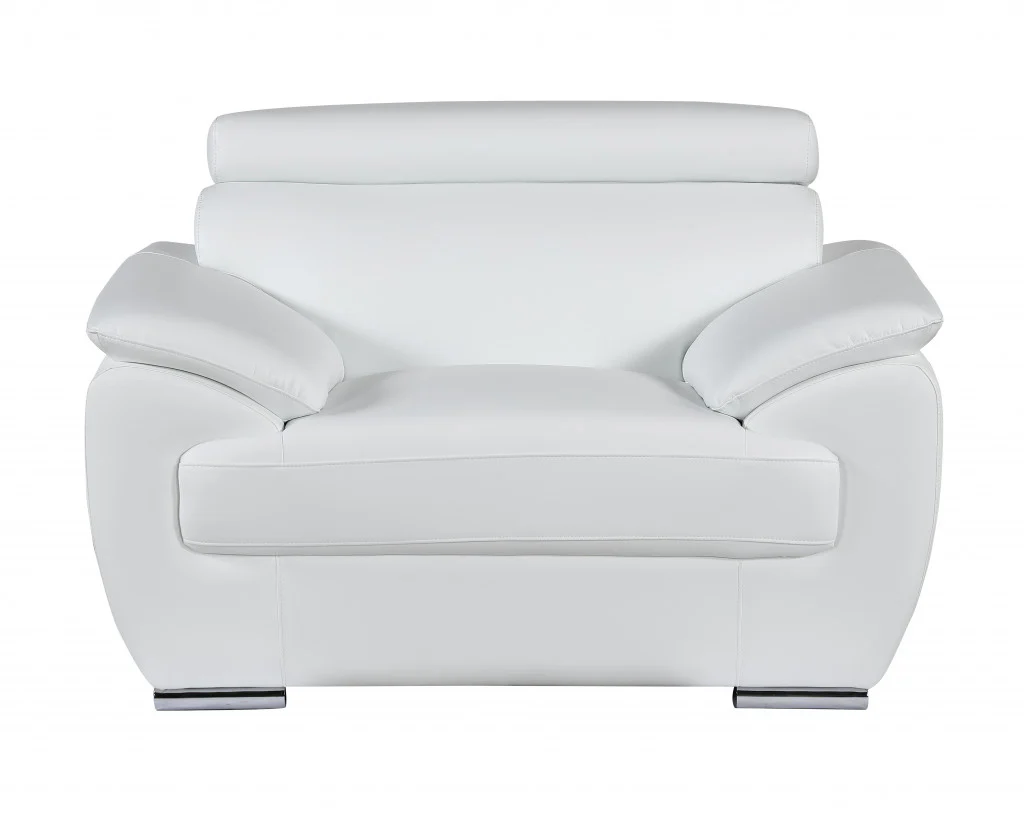 114" Captivating White Leather Sofa Set By Homeroots - Image 3
