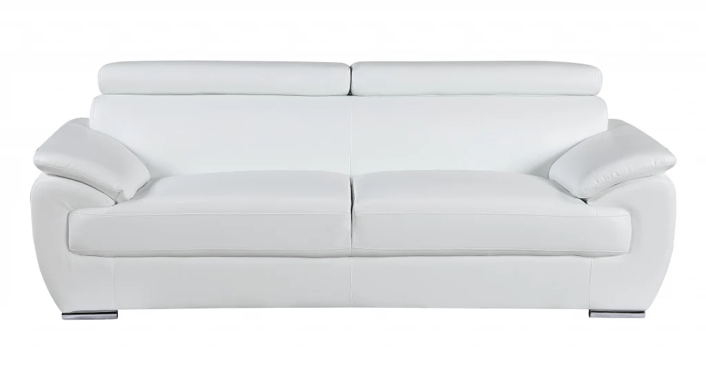 114" Captivating White Leather Sofa Set By Homeroots - Image 5