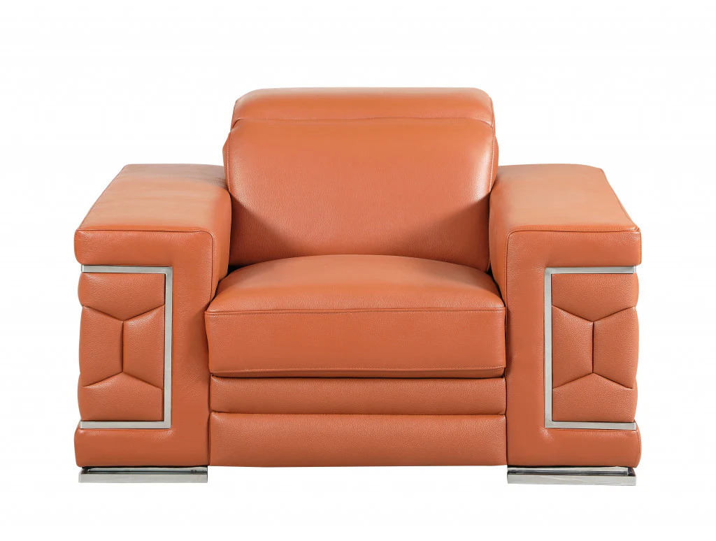 114" Sturdy Camel Leather Sofa Set By Homeroots - Image 3